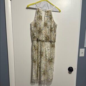 Aidan Mattox Stunning Gold Sequin Starburst Cocktail Dress Size 6
